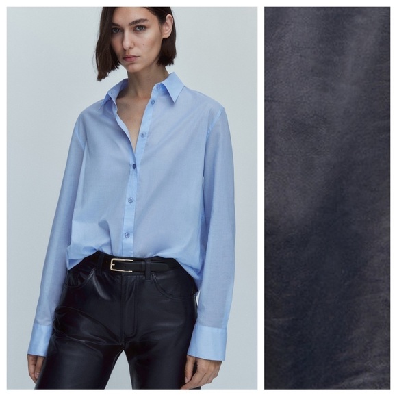 NWT. Massimo Dutti Navy Blue Nappa Leather Trousers. Size M. - Picture 2 of 11